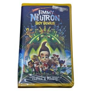 Jimmy Neutron Boy Genius VHS 2001 Nickelodeon Yellow Clamshell Case